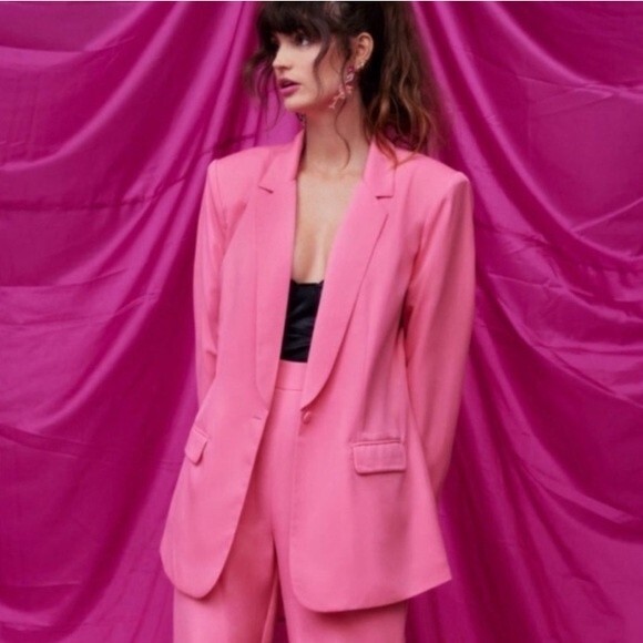 NWT Nasty Gal Love Suits You Oversized Tailored Blazer in Black Size 10 - Picture 7 of 8